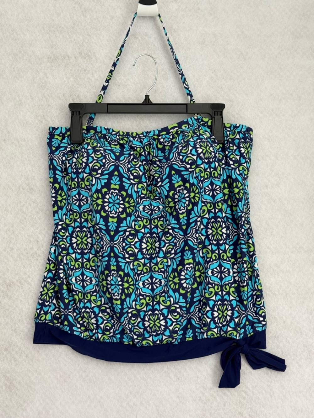Athena Navy Blue & Teal Floral Blouson‎ Tankini Top size 14